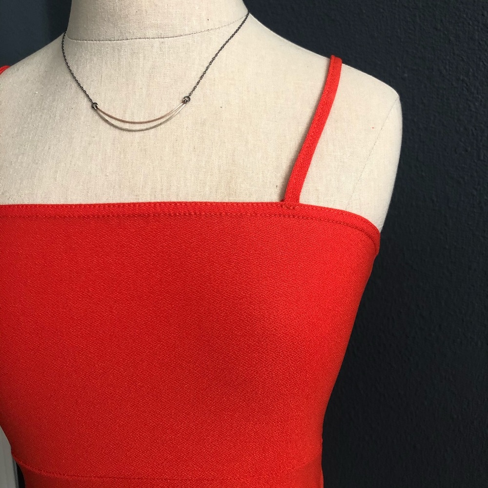 Boohoo Orange V-hem Bodycon Mini Dress NWT - Picture 5 of 8